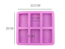 Molde silicona 6 jabones rectangulares ornamental